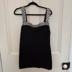 St.John Knits Black Crystal Santana Knit Sleeveless Tank Top Cami Sz 10 Elegant